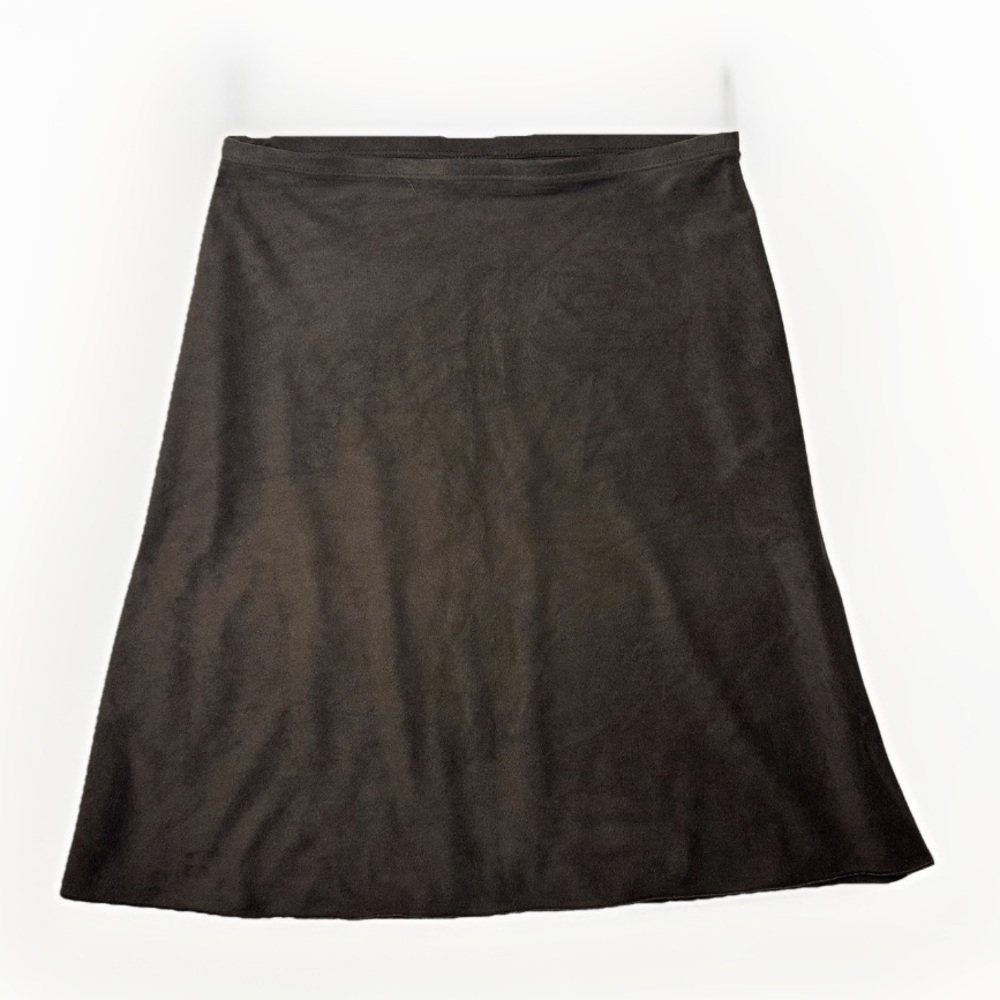 Hue Dark Brown Faux Suede Mini Skirt Medium Elastic Waist